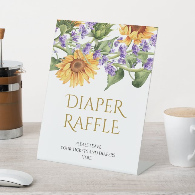 Sunflowers & Lavender Diaper Raffle Sign (In SItu)