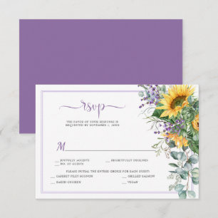 Sunflowers Lavender Eucalyptus Greenery RSVP Card