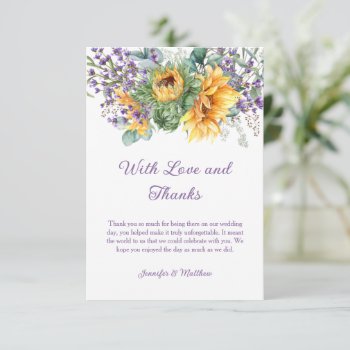 Sunflowers Lavender Eucalyptus Greenery Thank You Rsvp Card by dmboyce at Zazzle