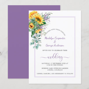 Sunflowers Lavender Eucalyptus Greenery Wedding Invitation