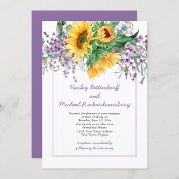 Sunflowers  Lavender  Eucalyputs Wedding Invitation by dmboyce at Zazzle