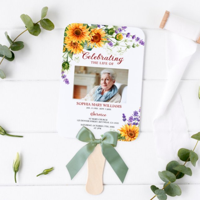 Sunflowers & Lavender Funeral Program Set of Fans (Creator Uploaded)