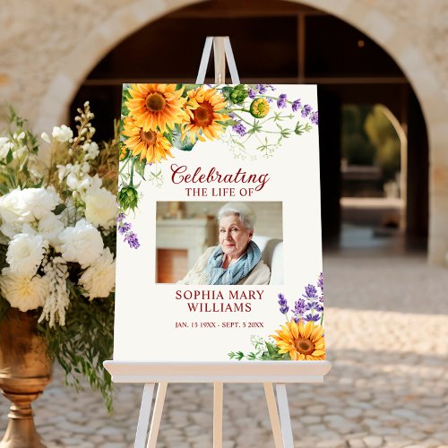 Sunflowers  Lavender Photo Memorial Poster