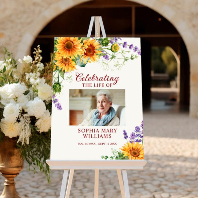 Sunflowers & Lavender Photo Memorial Poster (Creator Uploaded)