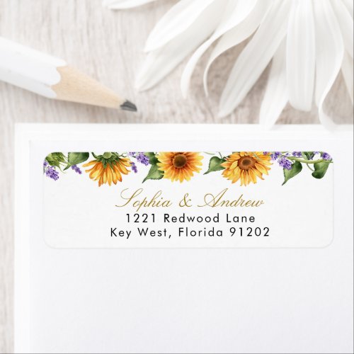 Sunflowers  Lavender Return Address Label