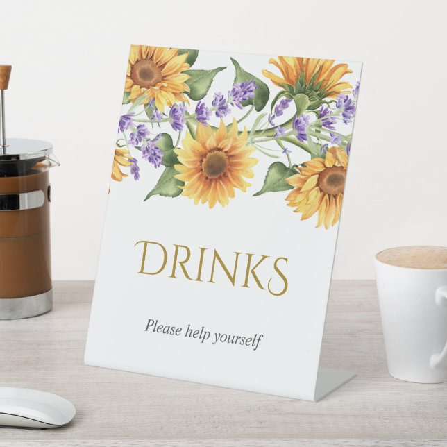 Sunflowers & Lavender Shower Drinks Sign (In SItu)