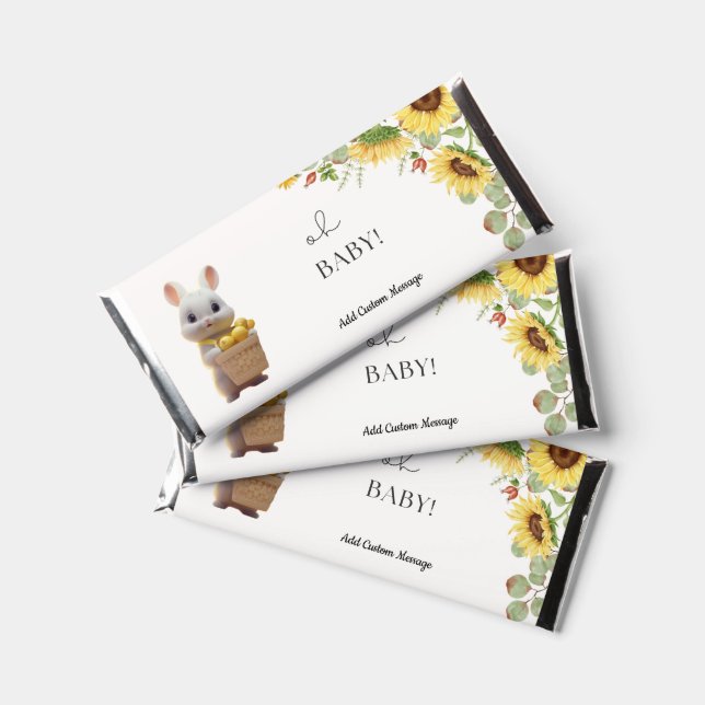 Sunflowers Lemon Citrus Rabbit Summer Baby Shower  Hershey Bar Favors (Front)