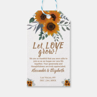 Sunflowers Let Love Grow Wedding Favor Gift Tags