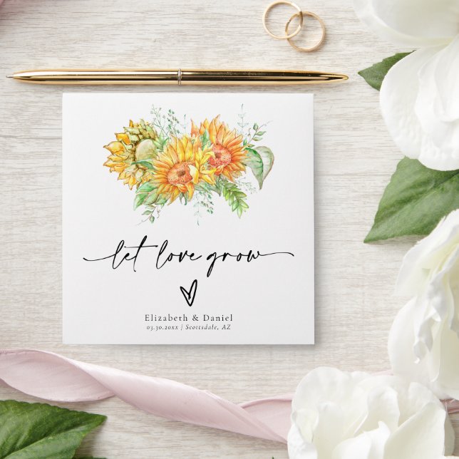 Sunflowers Let Love Grow Wedding Favor Seed Packet Envelope (Wedding)