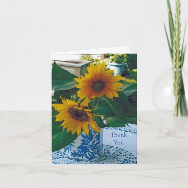 Sunflowers Letterpress Thank You Card (Front)