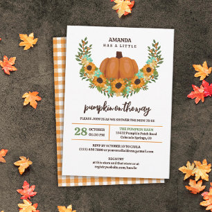 Sunflowers Little Pumpkin Gender Neutral Invitation