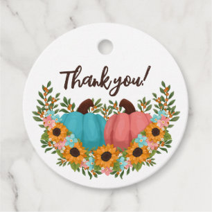 Sunflowers Little Pumpkin Gender Reveal Thank You Favor Tags