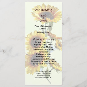 Sunflowers Looking Up Wedding Program