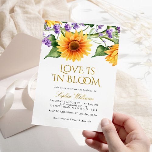 Sunflowers Love Is in Bloom Bridal Shower  Invitation