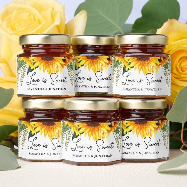Sunflowers Love Is Sweet Wedding  Honey Jar Favors (Insitu)