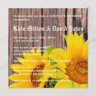 Sunflowers Love Rustic Country Couple's Shower Invitation