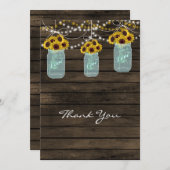 sunflowers mason jar bridal shower thank you cards (Front/Back)