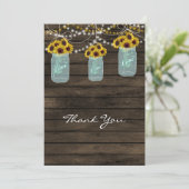 sunflowers mason jar bridal shower thank you cards (Standing Front)
