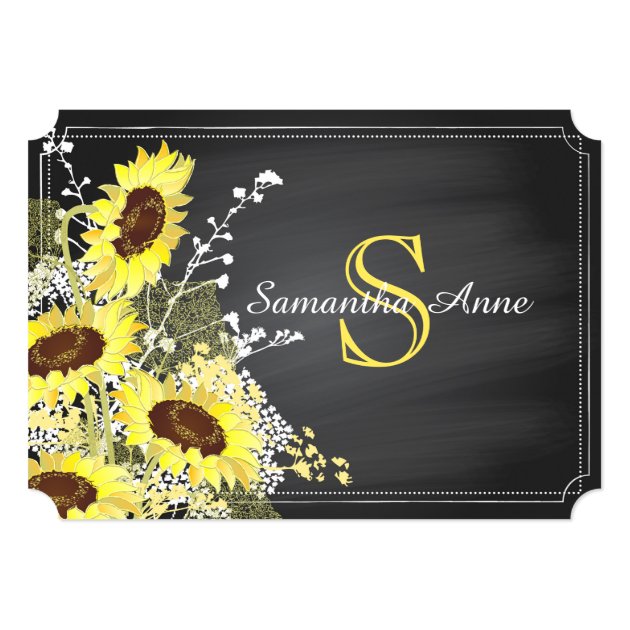 Sunflowers Mason Jar Chalkboard Bridal Shower Invitation