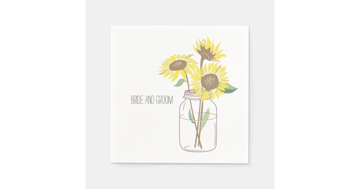 Sunflowers Mason Jar Napkins | Zazzle.com
