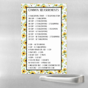 Sunflowers Measurements conversion chart  Magnetic Dry Erase Sheet