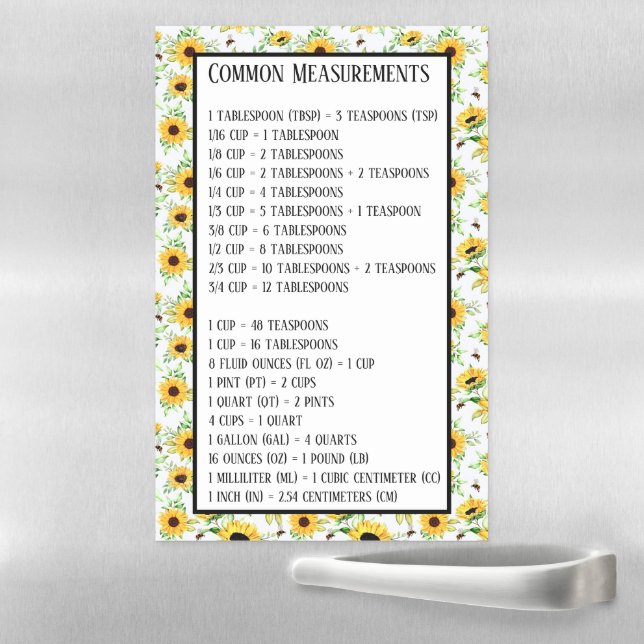 Sunflowers Measurements conversion chart  Magnetic Dry Erase Sheet (In Situ)