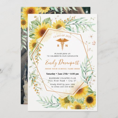 Sunflowers Medical Logo Invitation Greenery