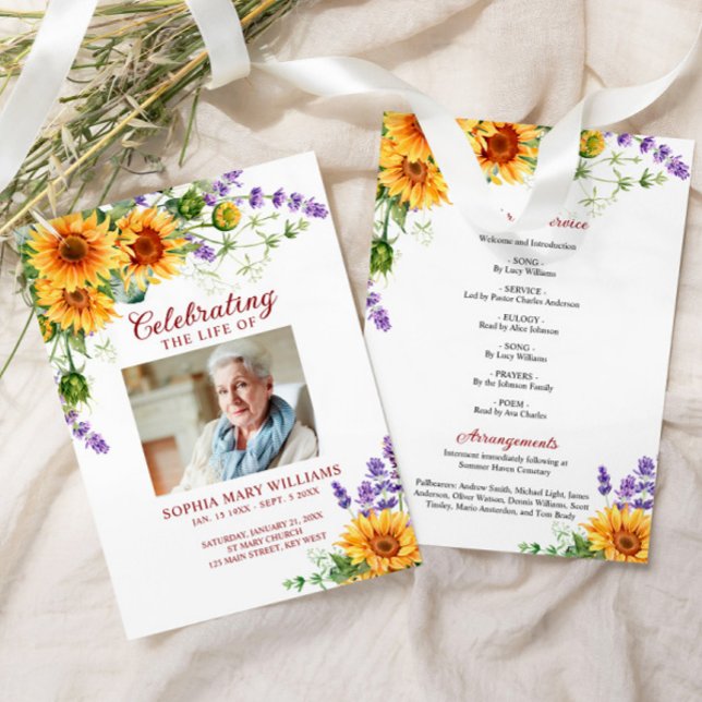 Sunflowers Memorial Funeral Order of Service Program (Creator Uploaded)