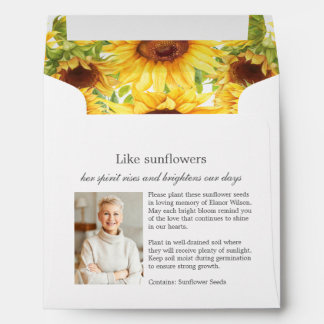Sunflowers Memorial Funeral Photo Seed Packet Envelope