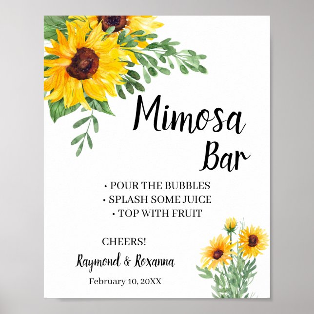 Sunflowers Mimosa Bar Bridal Shower Wedding Sign (Front)