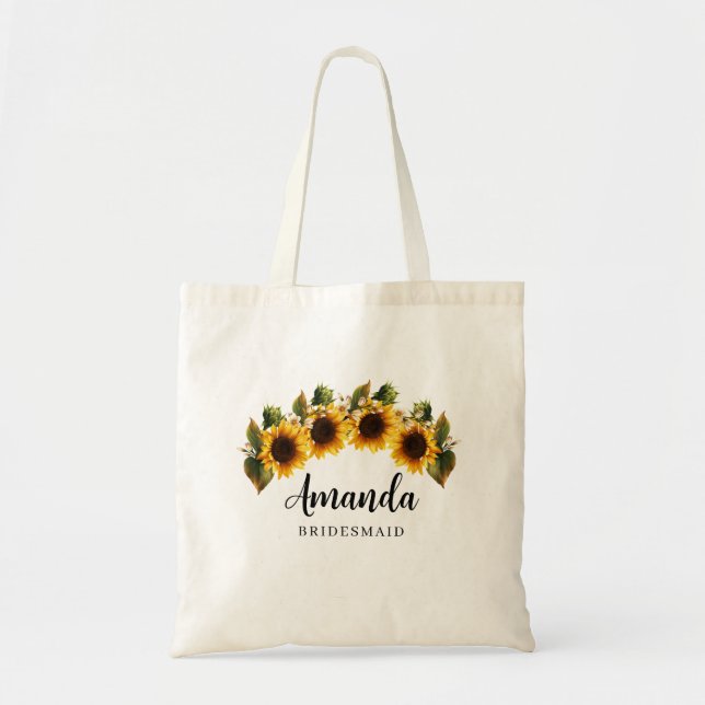 Sunflowers Minimal Bridesmaid Tote Bag (Front)