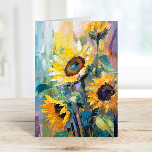 Sunflowers Modern Abstract Floral Painting  Card (Creator Uploaded)