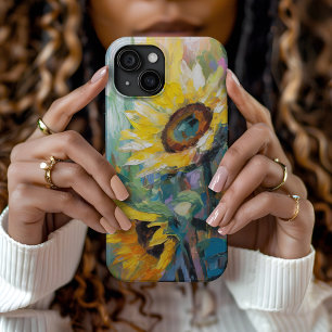 Sunflowers Modern Abstract Floral Painting  iPhone 15 Case