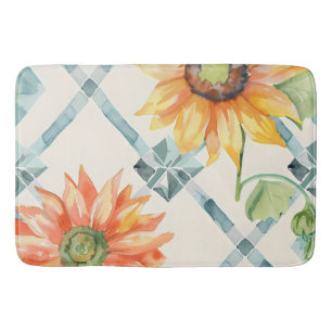 Sunflowers Modern Distressed floral Bath Mat