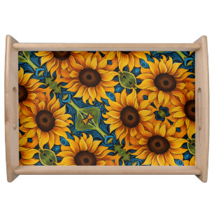 Sunflowers Modern Distressed floral Serving Tray