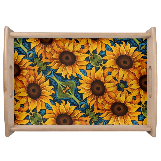 Sunflowers Modern Distressed floral Serving Tray (Front)