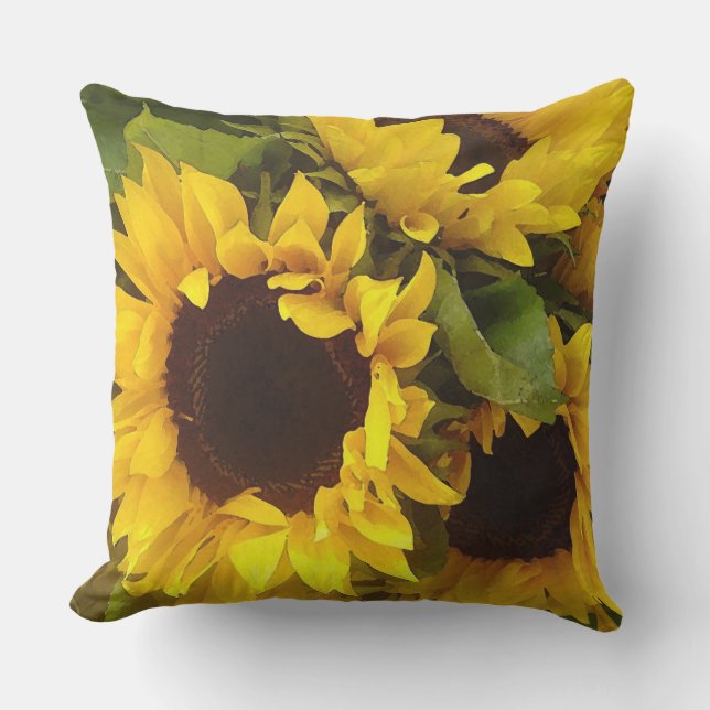 Sunflowers Modern Home Artwork Throw Pillow (Front)