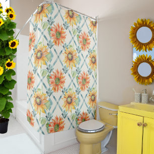 Sunflowers Modern Watercolor floral Shower Curtain