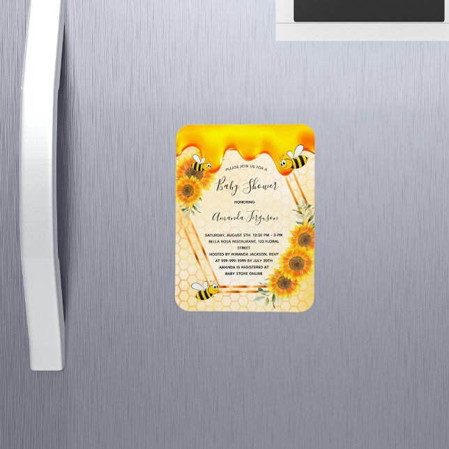 Sunflowers mom to bee baby shower invitation magnet (Creator Uploaded)