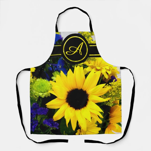 Sunflowers Monogram Apron (Front)