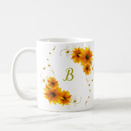 SunFlowers Monogram Coffee Mug