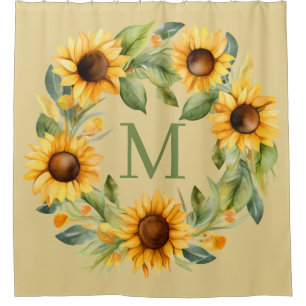 Sunflowers Monogram Shower Curtain