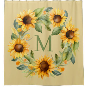 Sunflowers Monogram Shower Curtain