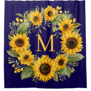 Sunflowers Monogram Shower Curtain
