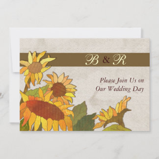 Sunflowers Monogram Wedding Invitation