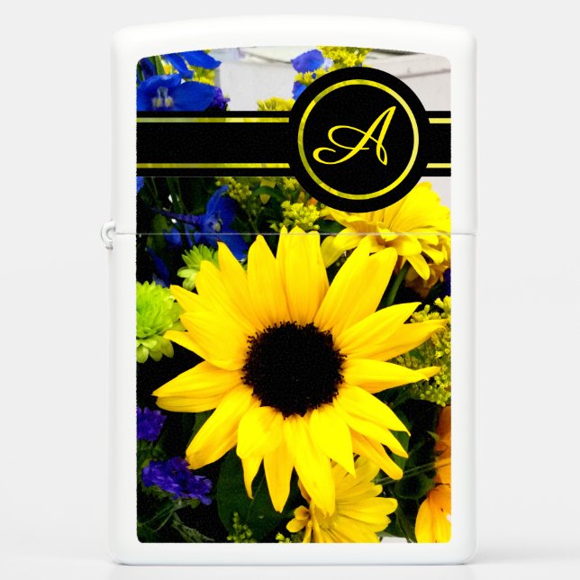 Sunflowers Monogram Zippo Lighter (Front)