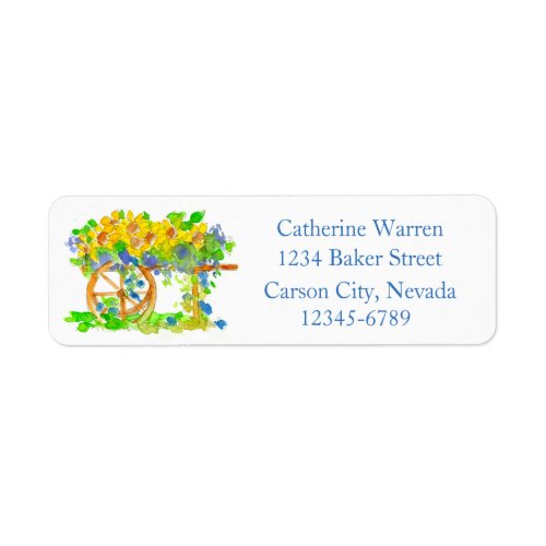 Sunflowers Morning Glory Watercolor Flowers Label