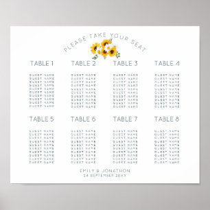 Sunflowers Motif 8 Table 80 Square Seating Chart