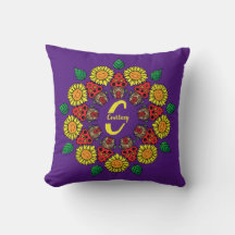 Sunflowers & Mushrooms Personalized Mandala Purple
