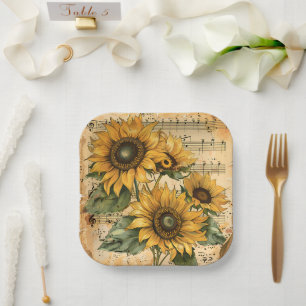 Sunflowers Music Sheet  Paper Plates